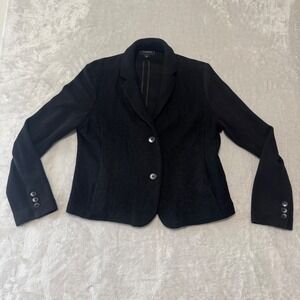 Talbots Wool Blend Blazer Jacket Size 14 Black Career‎ Office Business Casual